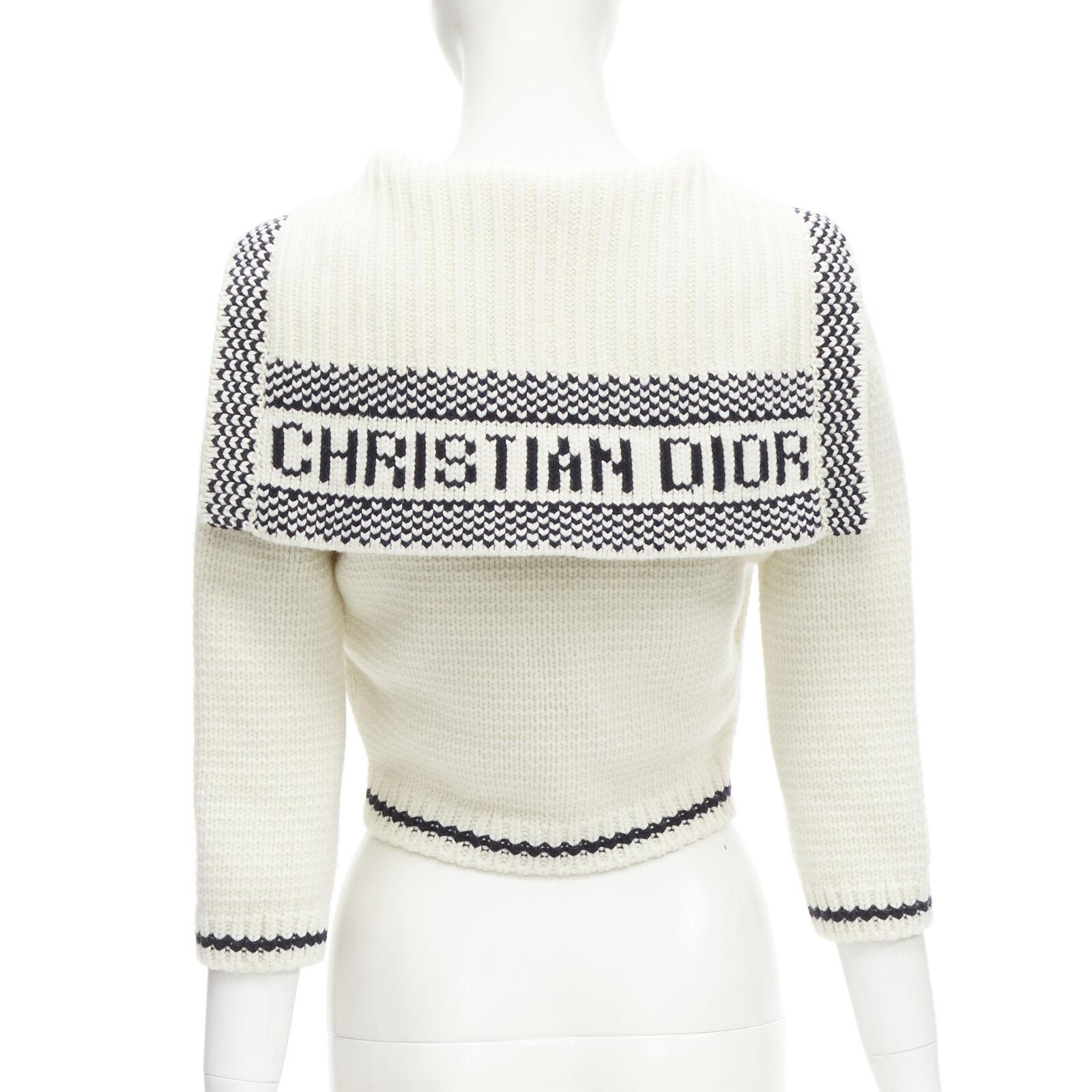 CHRISTIAN DIOR 2021 Mariniere wool cashmere beige sailor collar