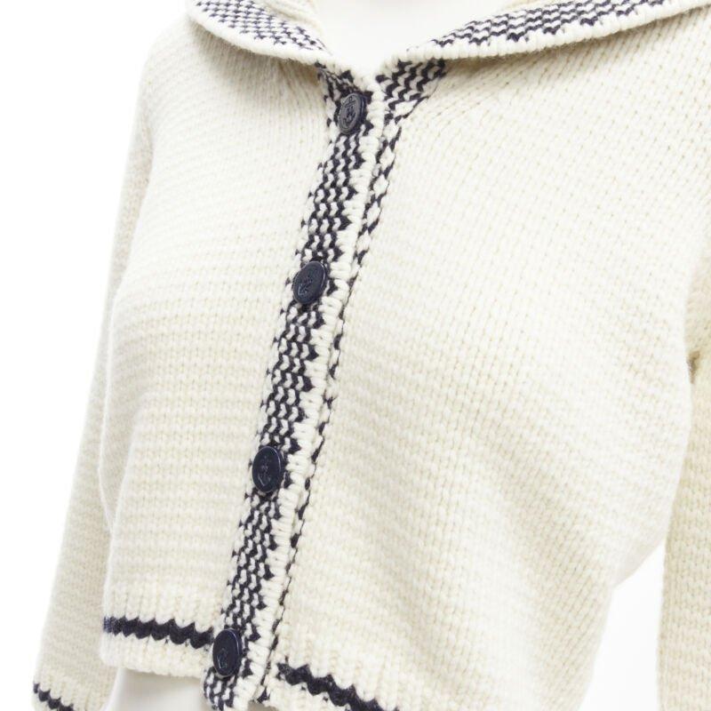 Beige Christian Dior 2021 Mariniere lana cashmere beige cardigan con collo alla marinara FR34 XS in vendita