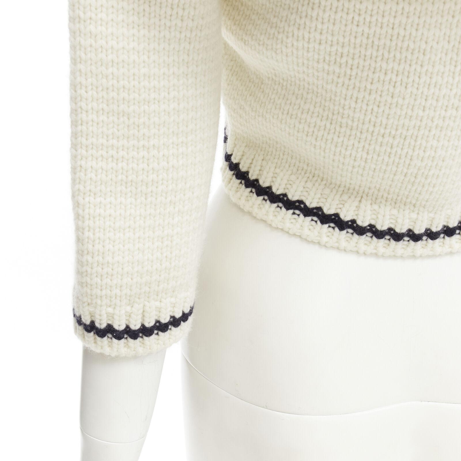 CHRISTIAN DIOR 2021 Mariniere wool cashmere beige sailor collar cardigan FR34 XS For Sale 1