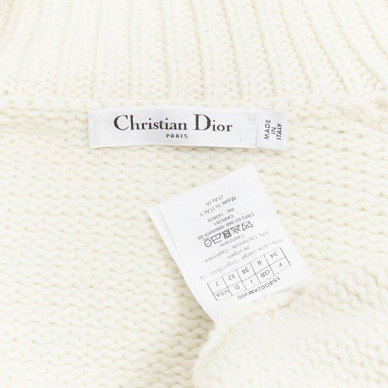Christian Dior 2021 Mariniere lana cashmere beige cardigan con collo alla marinara FR34 XS in vendita 4