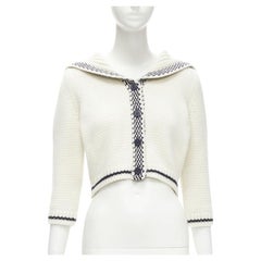 Christian Dior 2021 Mariniere lana cashmere beige cardigan con collo alla marinara FR34 XS