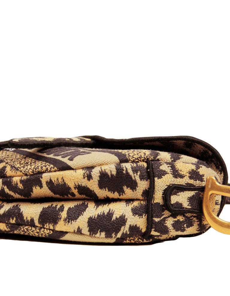 Christian Dior 2021 Mizza Embroidery Leopard Print Saddle Bag rt. 4,500 For Sale at 1stDibs