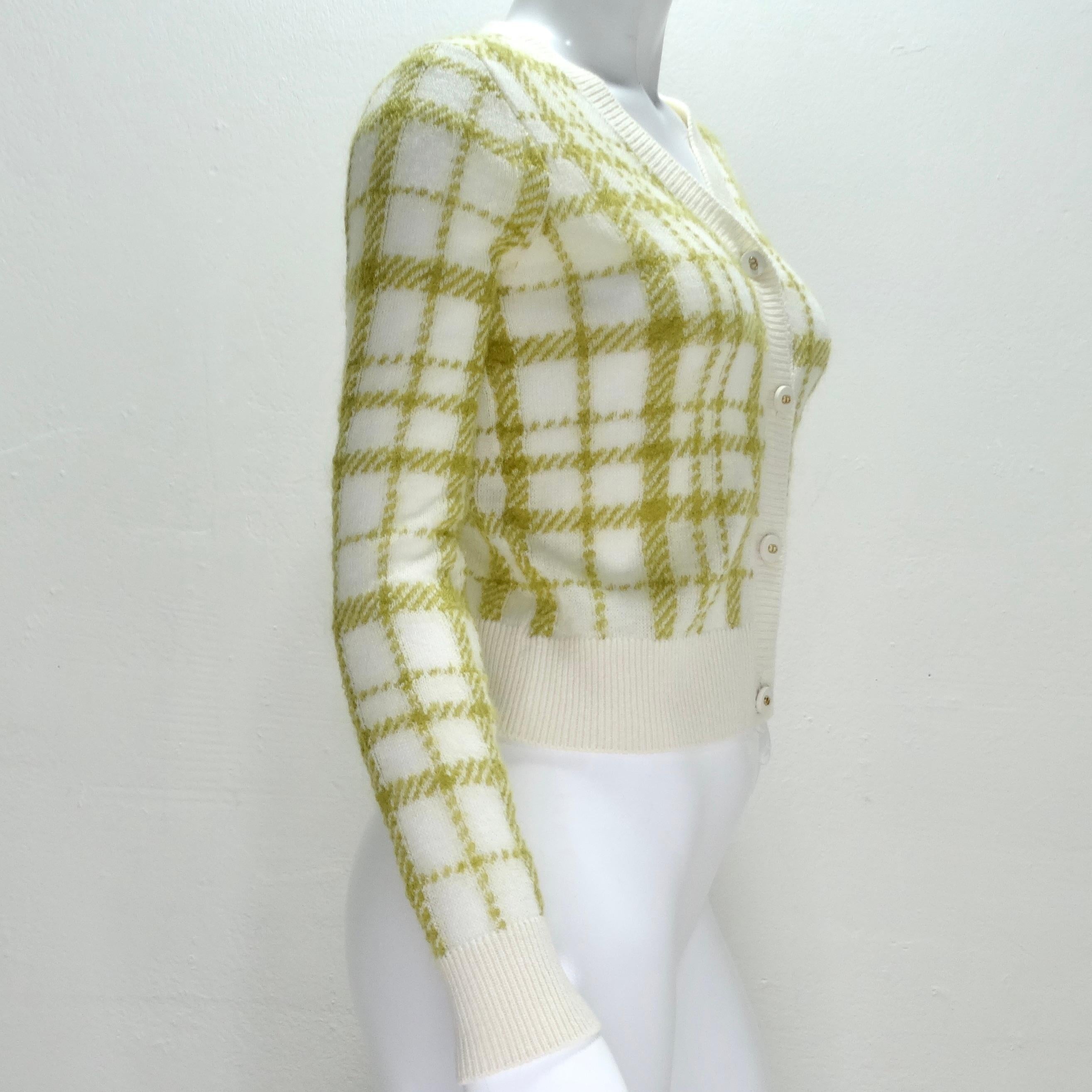 Christian Dior 2021 Plaid Wool Cardigan In Excellent Condition For Sale In Scottsdale, AZ