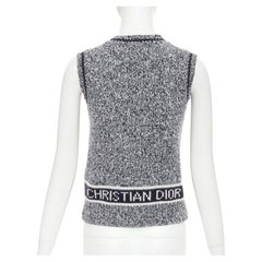 CHRISTIAN DIOR 2021 Signature Mariniere grey navy wool cashmere knitwear vest XS