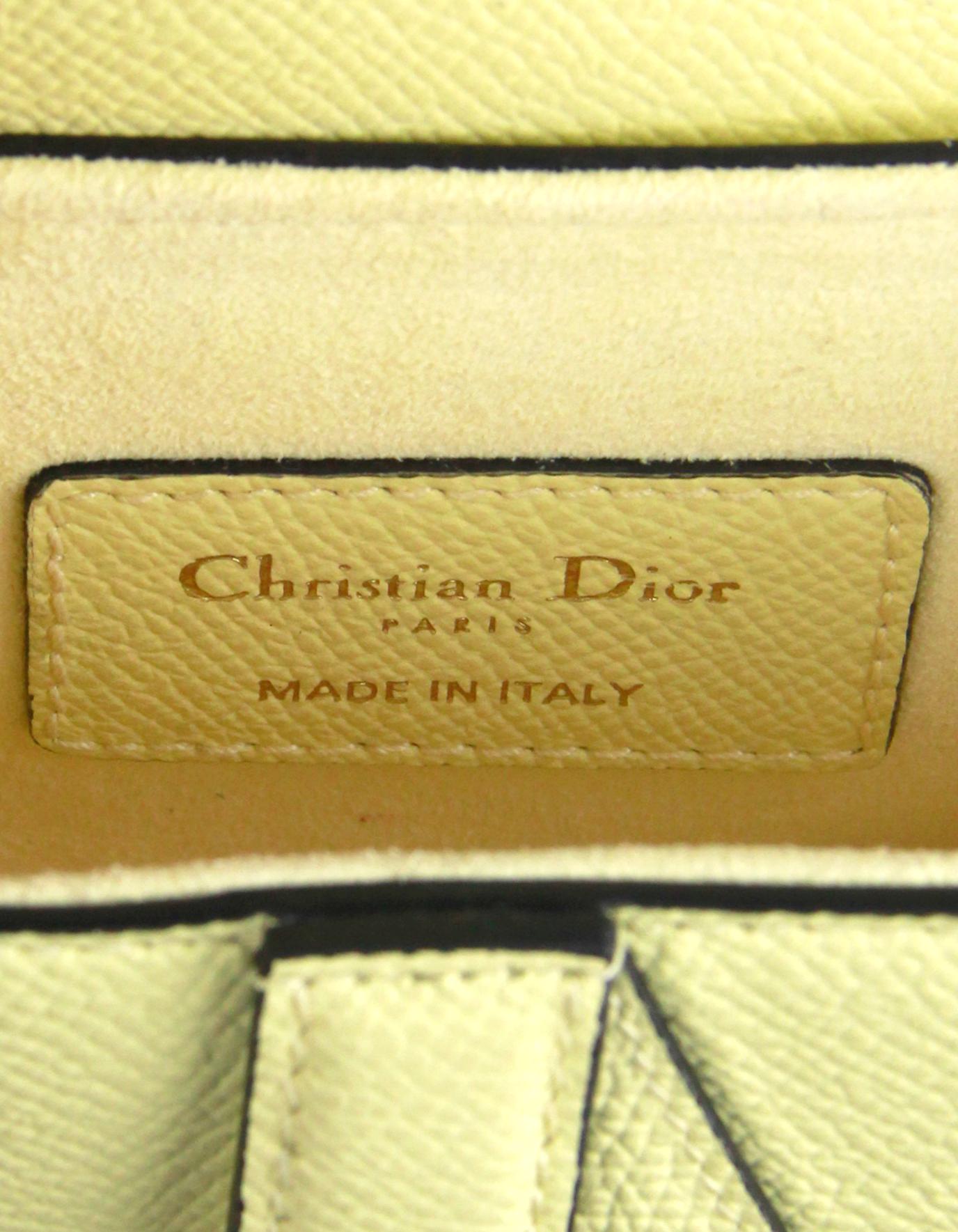 Christian Dior 2021 Yellow Grained Calfskin Leather Mini Saddle Bag In Excellent Condition In New York, NY