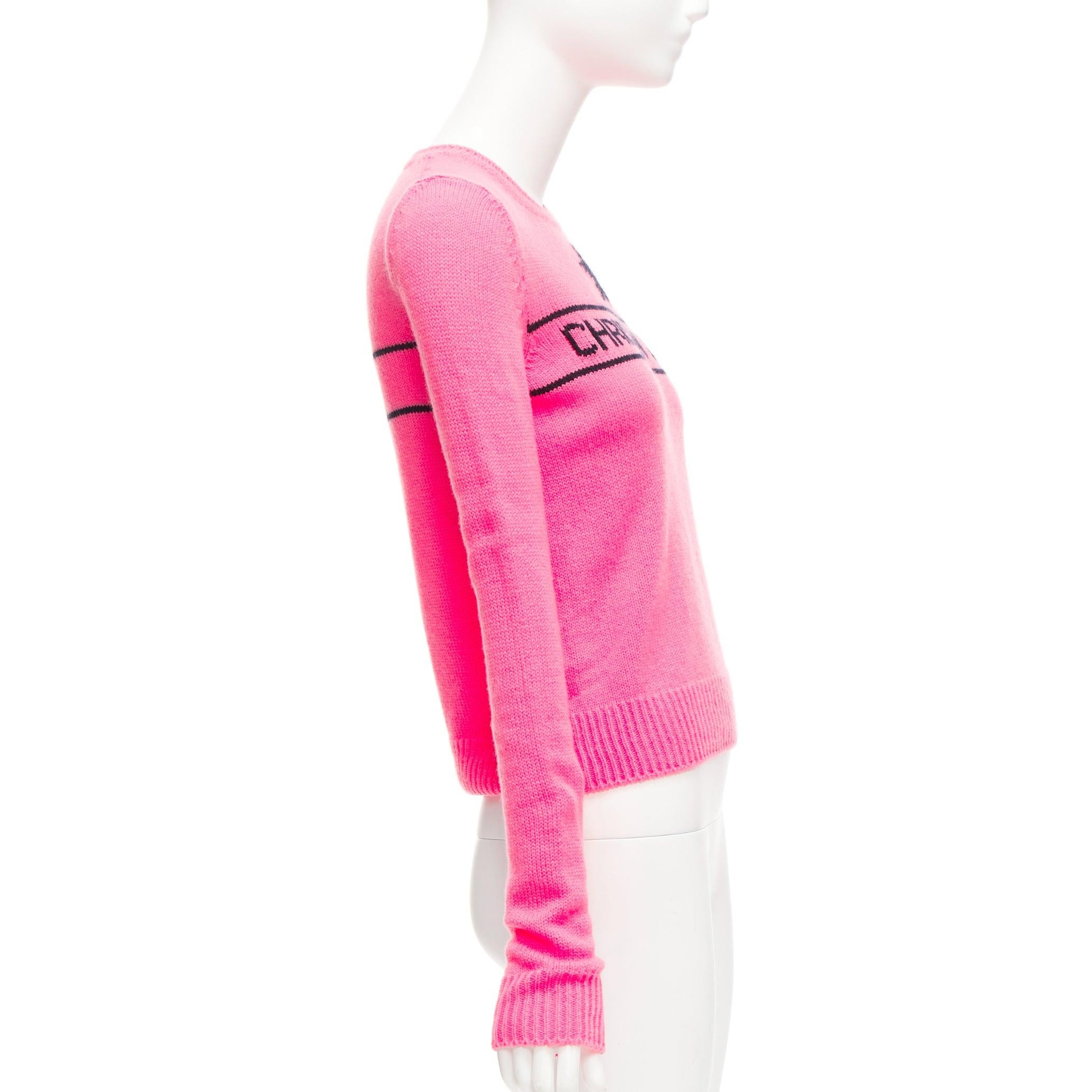 Women's CHRISTIAN DIOR 2022 100% cashmere pink star logo long sleeve sweater FR34 XXS For Sale