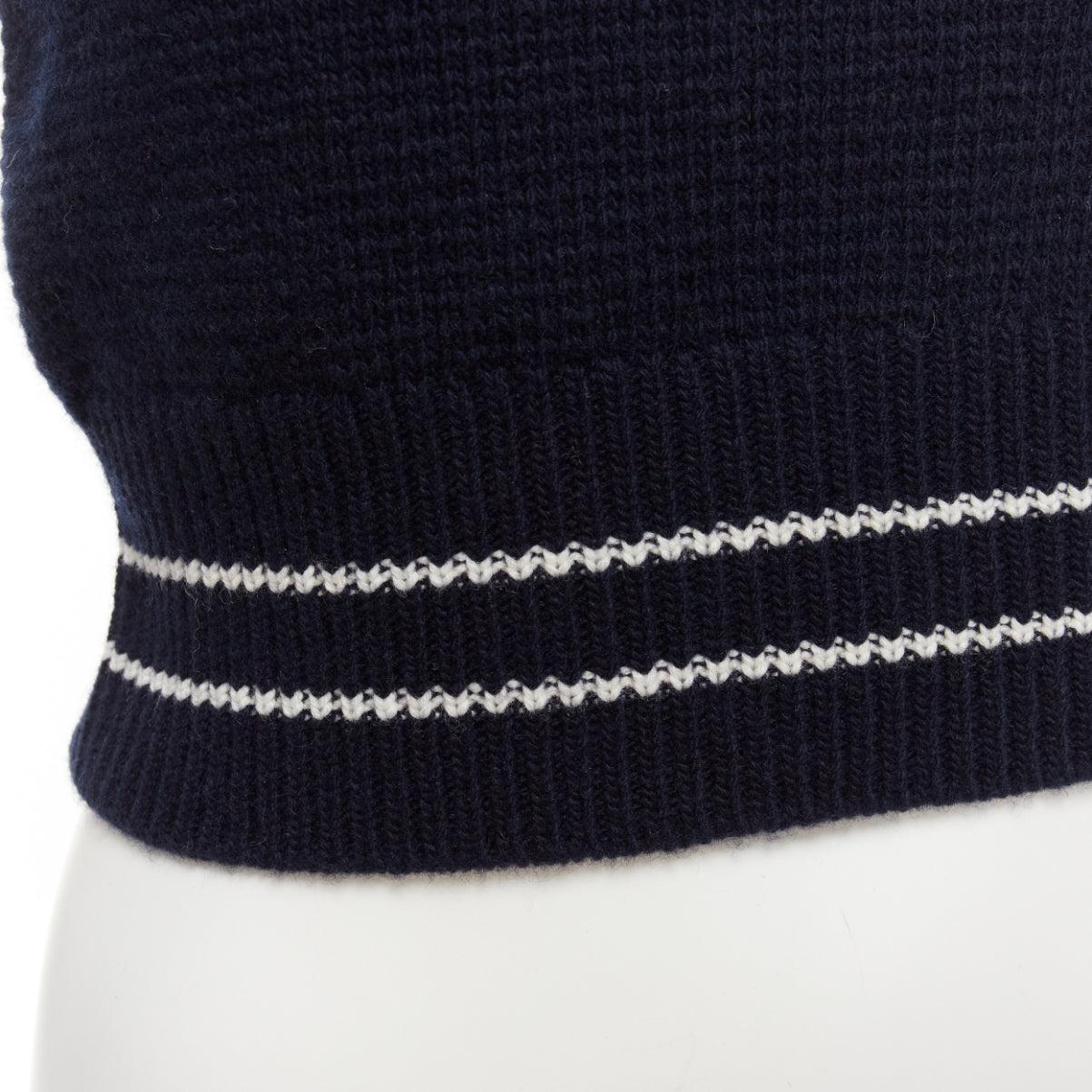 CHRISTIAN DIOR 2022 100% cashmere white puff sleeve crew crop sweater FR34 XXS For Sale 2