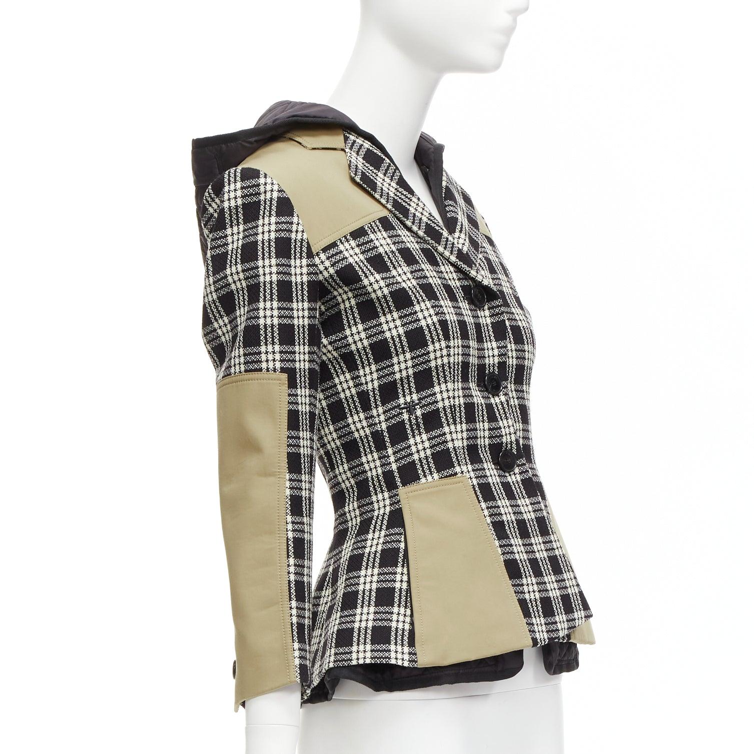 CHRISTIAN DIOR 2022 black white virgin wool Cannage lined bar jacket FR34 XS In Excellent Condition For Sale In Hong Kong, NT