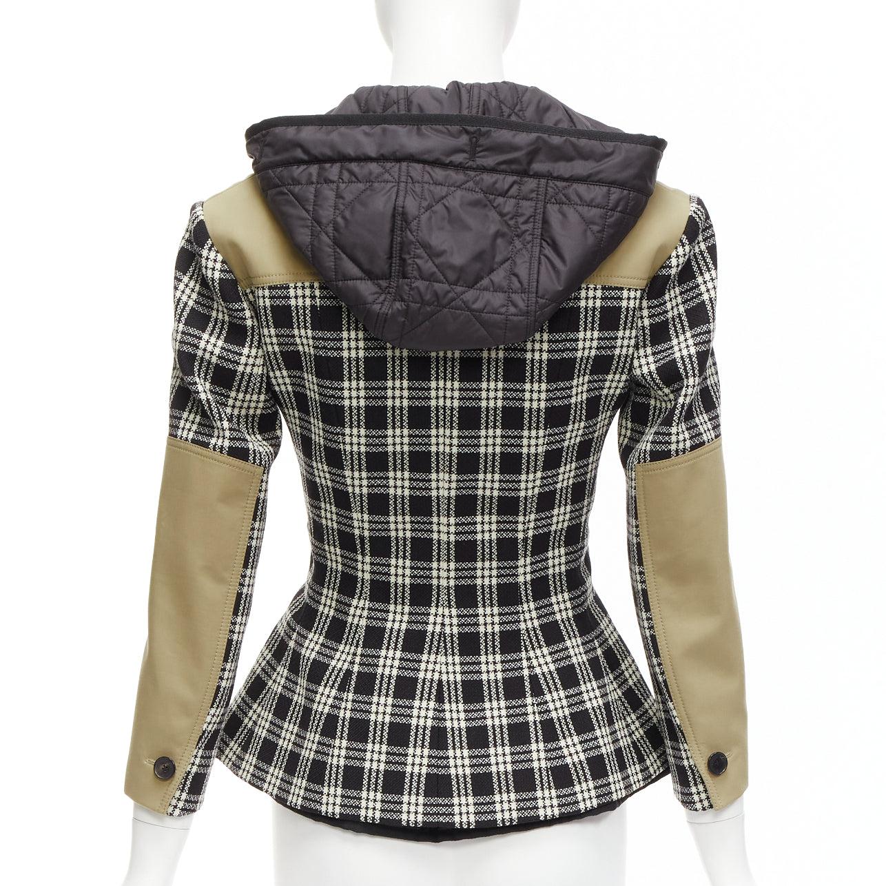 CHRISTIAN DIOR 2022 black white virgin wool Cannage lined bar jacket FR34 XS For Sale 1