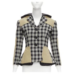 CHRISTIAN DIOR 2022 noir blanc laine vierge veste de bar doublée Cannage FR34 XS