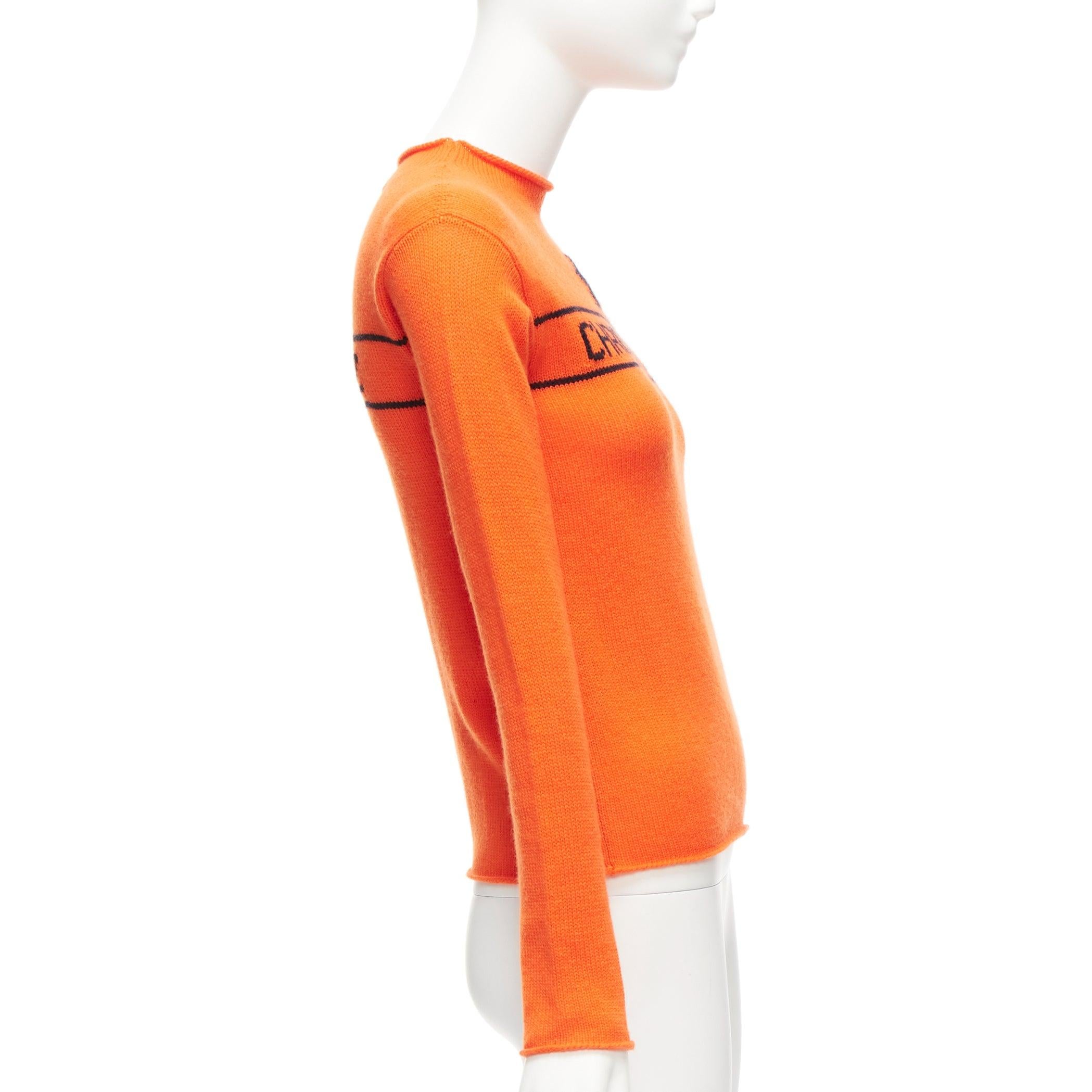 Women's CHRISTIAN DIOR 2022 cashmere orange star long sleeve button sweater FR34 XXS For Sale