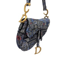 Christian Dior 2022 Denim Jardin Magique Saddle Bag