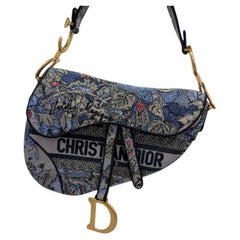 Christian Dior 2022 Denim Jardin Magique Saddle Bag
