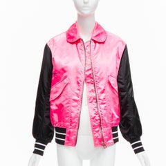 CHRISTIAN DIOR 2022 Dior Vibe black pink satin CD bee logo bomber jacket S