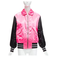 CHRISTIAN DIOR 2022 Dior Vibe black pink satin CD bee logo bomber jacket S