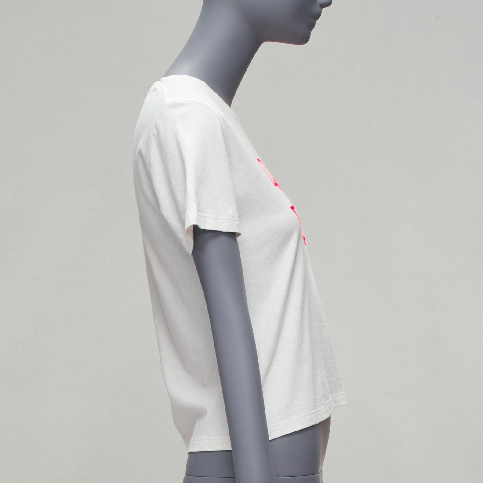 CHRISTIAN DIOR 2022 Dior Vibe neon pink star logo graphic CD bee white tshirt XS In Excellent Condition For Sale In Hong Kong, NT