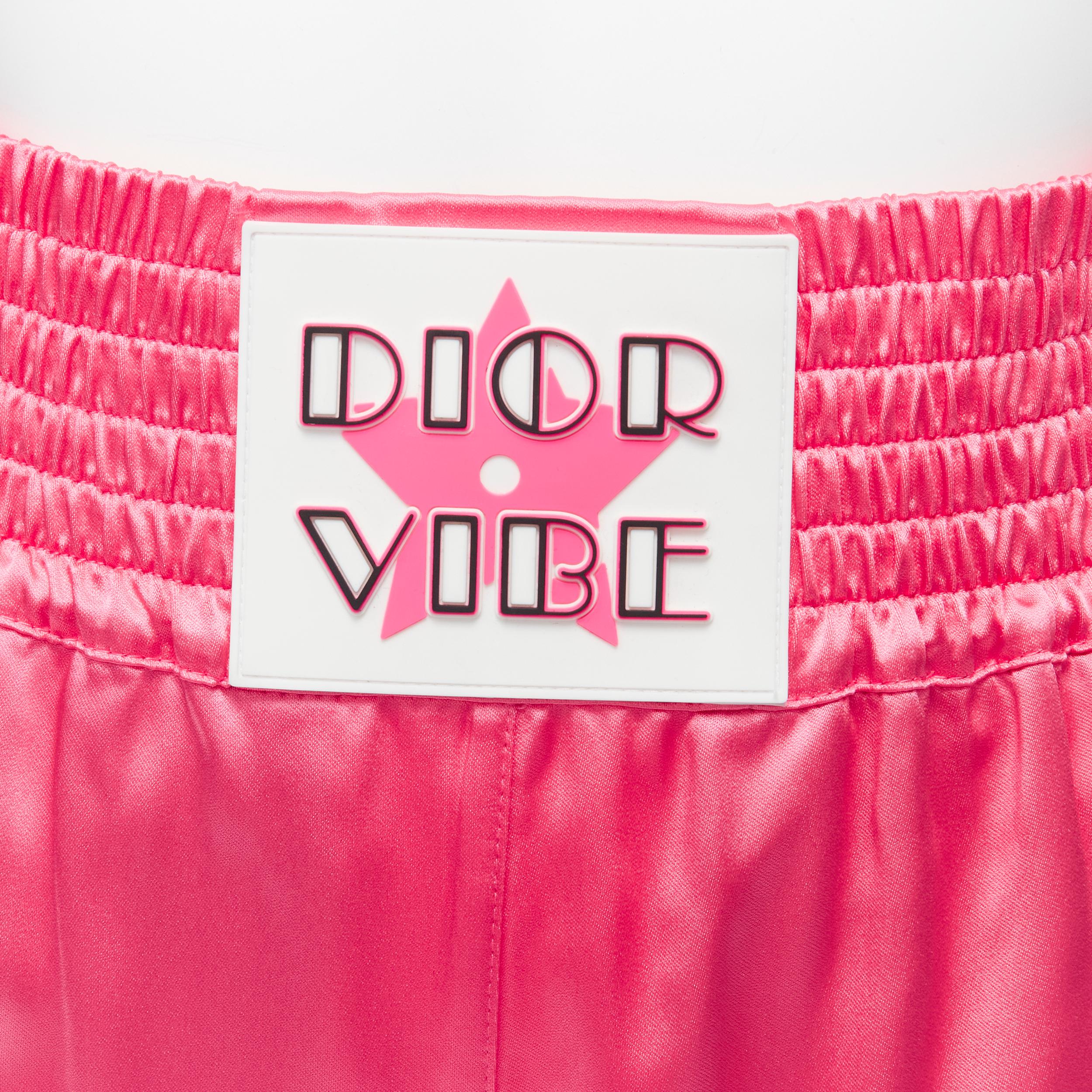 Pink CHRISTIAN DIOR 2022 Dior Vibe pink satin black panels boxing shorts XS For Sale