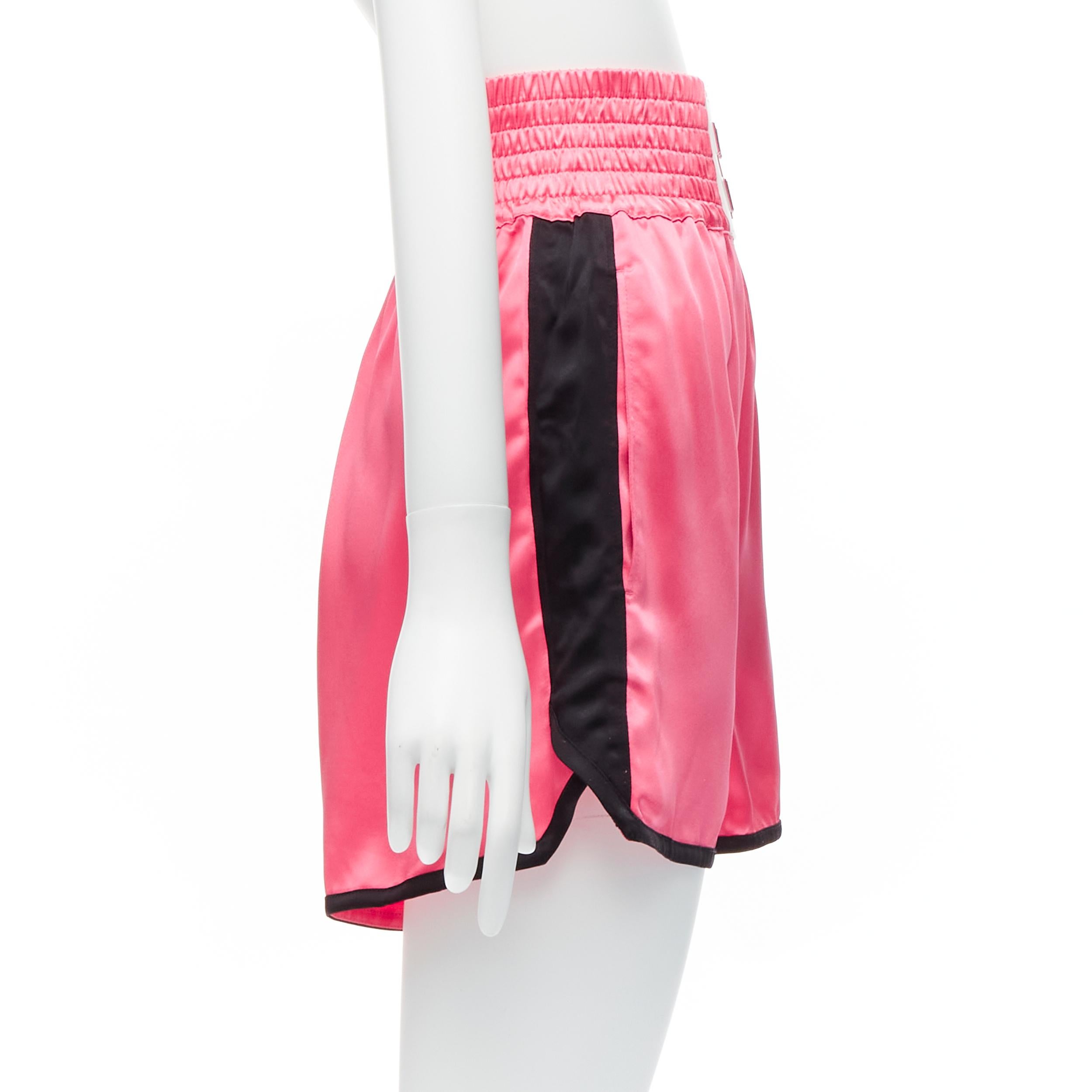 CHRISTIAN DIOR 2022 Dior Vibe pink satin black panels boxing shorts XS In Excellent Condition For Sale In Hong Kong, NT