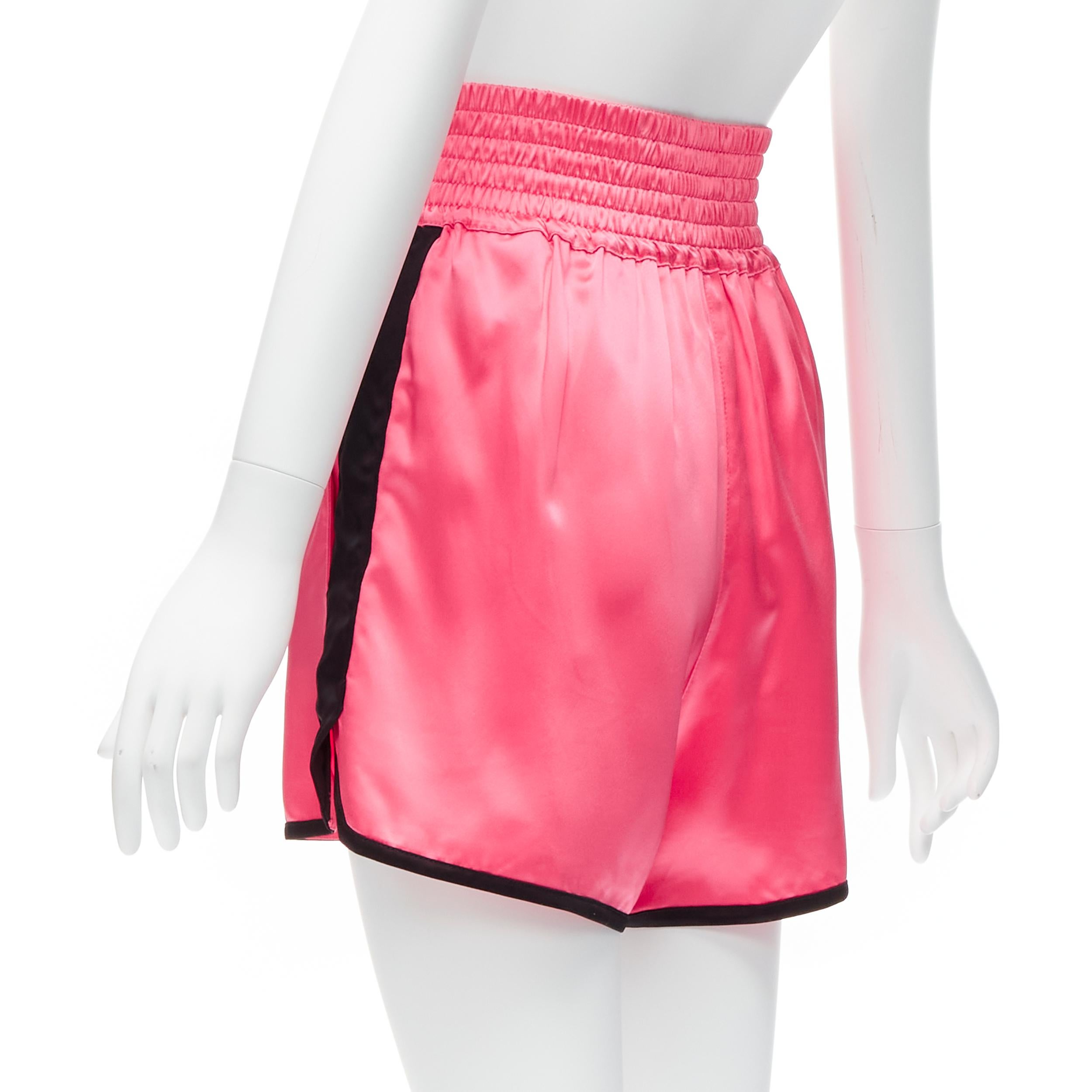 CHRISTIAN DIOR 2022 Dior Vibe pink satin black panels boxing shorts XS For Sale 1