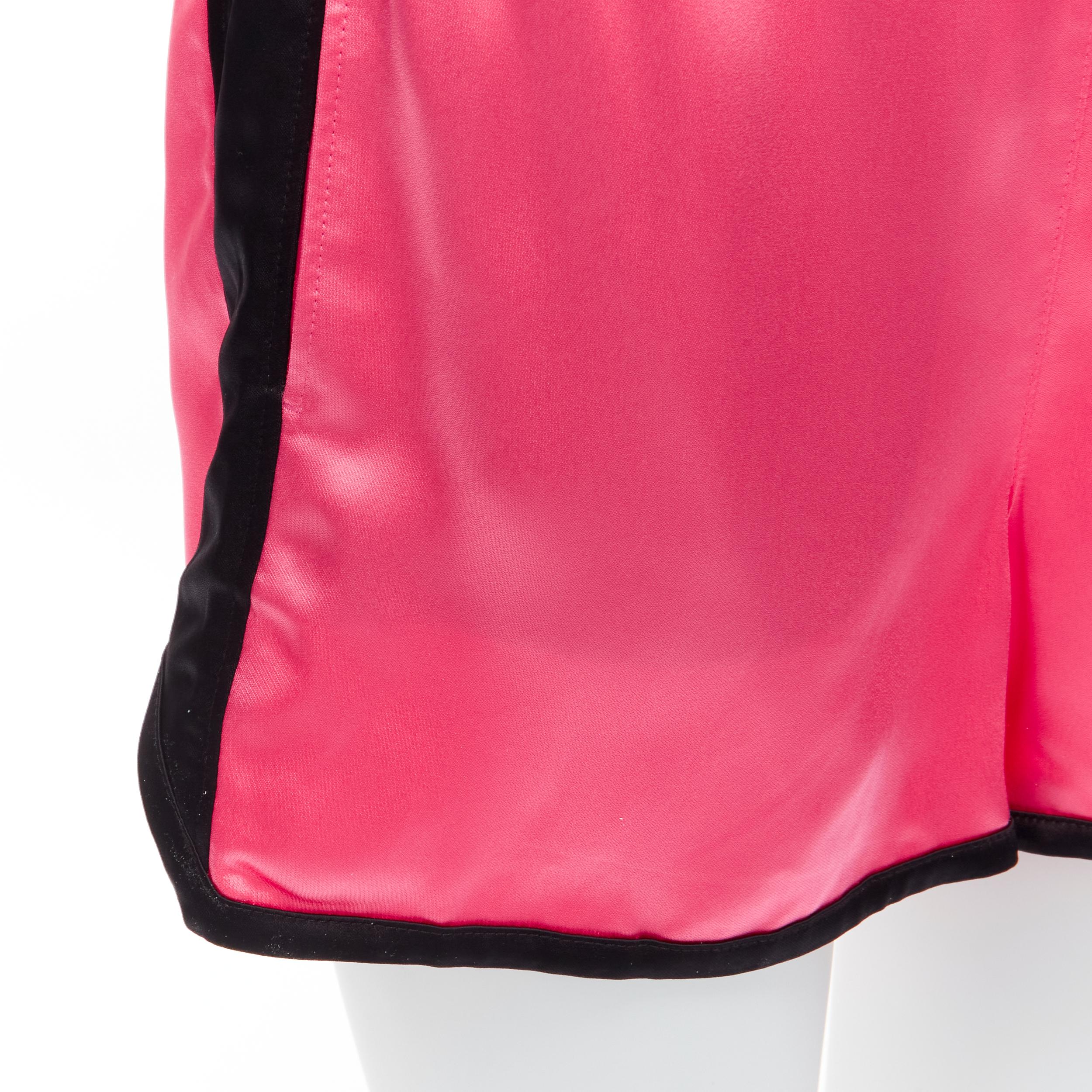 CHRISTIAN DIOR 2022 Dior Vibe pink satin black panels boxing shorts XS For Sale 1