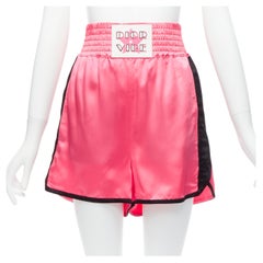 Christian Dior 2022 Vibe, pantaloncini da boxe in raso rosa e nero XS