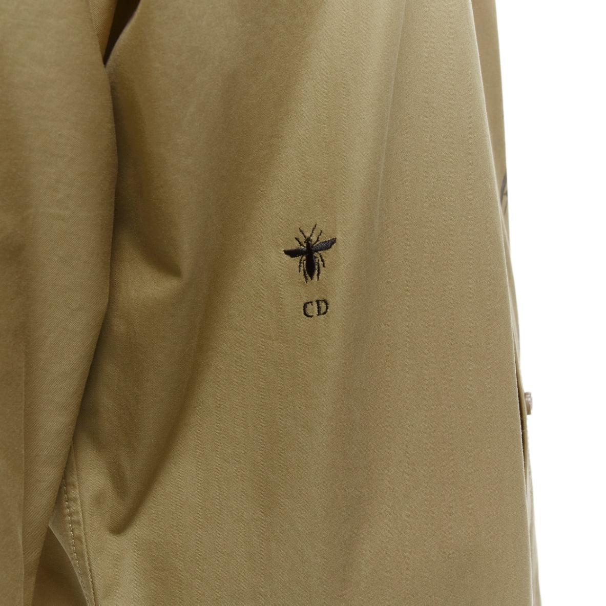 CHRISTIAN DIOR 2022 Jardin dhiver khaki bird flower dress shirt FR34 XS For Sale 3