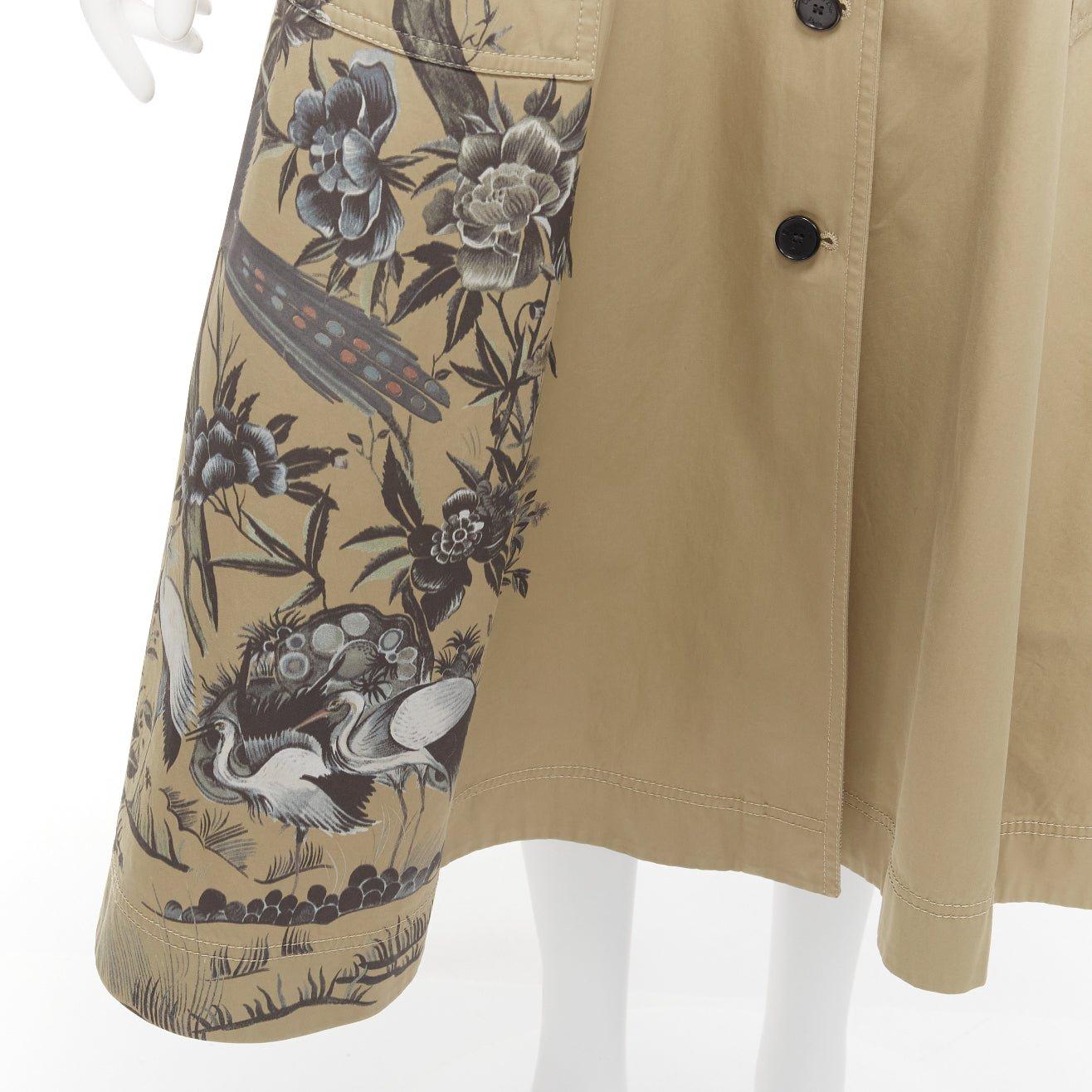 CHRISTIAN DIOR 2022 Jardin D'Hiver khaki bird flower safari skirt FR34 XS 1