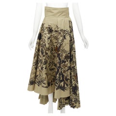CHRISTIAN DIOR 2022 Jardin D'Hiver Gonna floreale uccello kaki FR36 S