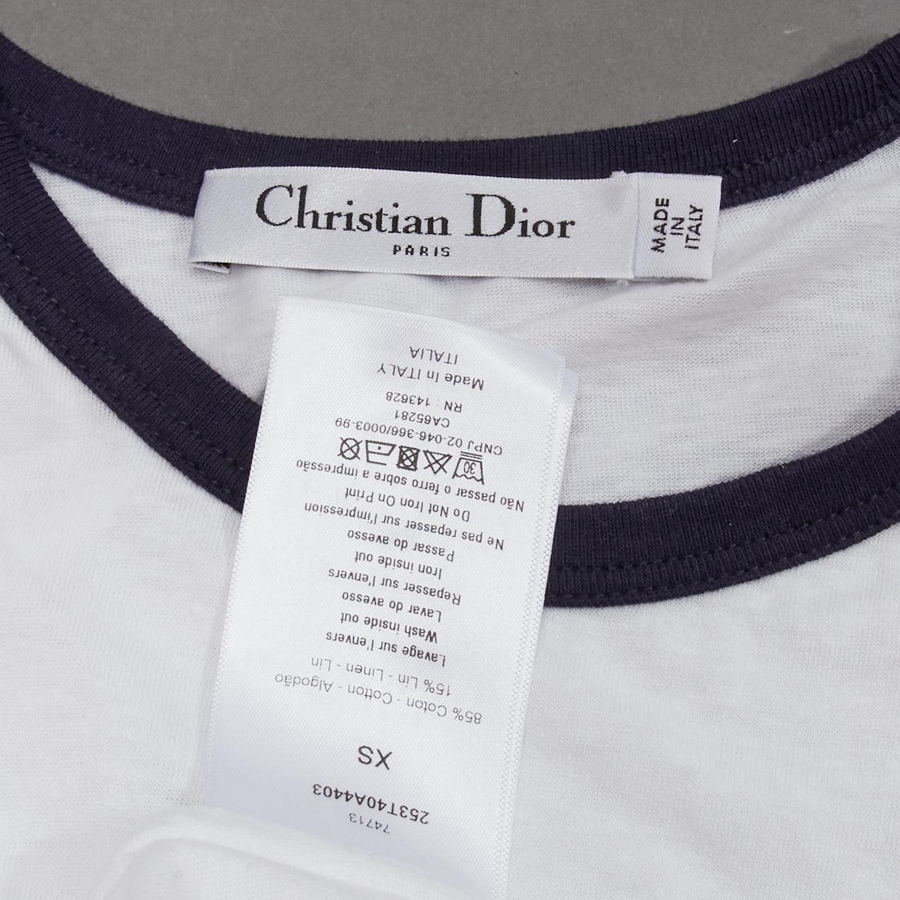 CHRISTIAN DIOR 2022 Lucky white blue ombre star logo ringer tshirt XS For Sale 3