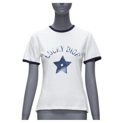 CHRISTIAN DIOR 2022 Lucky blanc bleu ombre logo étoile tshirt ringer XS