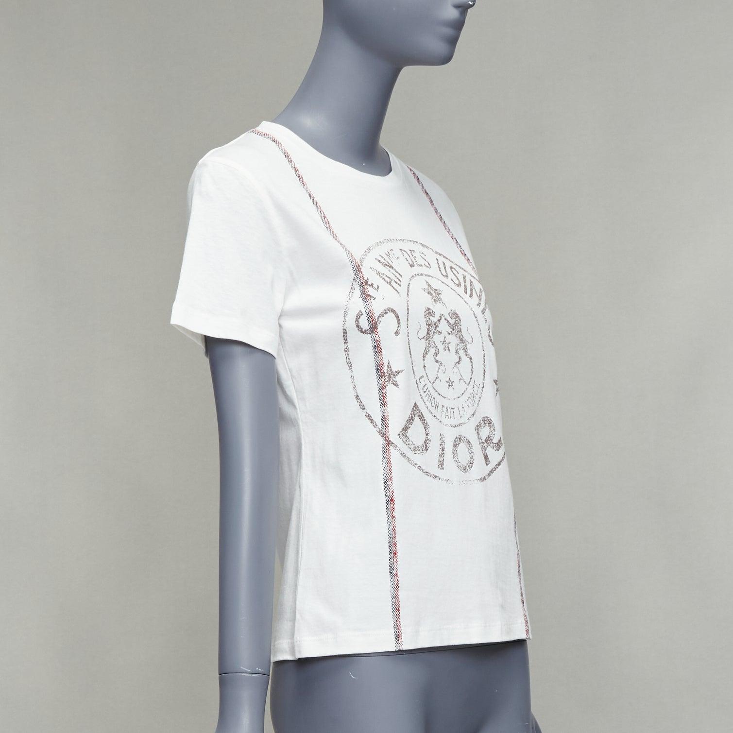 Grigio CHRISTIAN DIOR 2022 L'union fait le Force T-shirt in cotone bianco e lino XS in vendita