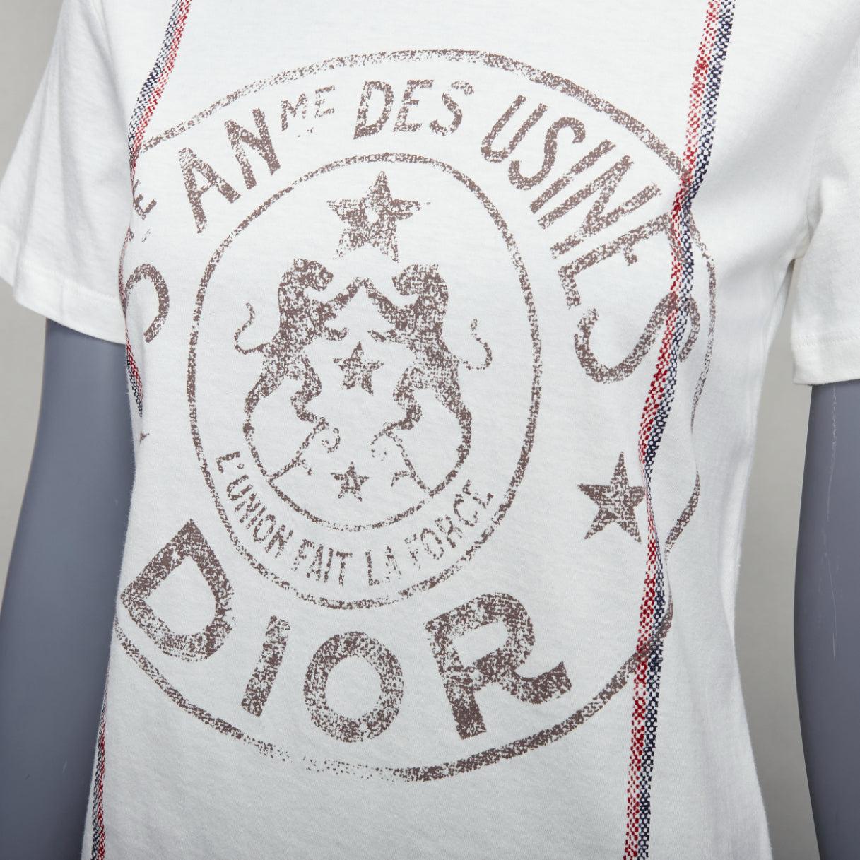 CHRISTIAN DIOR 2022 L'union fait le Force T-shirt in cotone bianco e lino XS in vendita 2