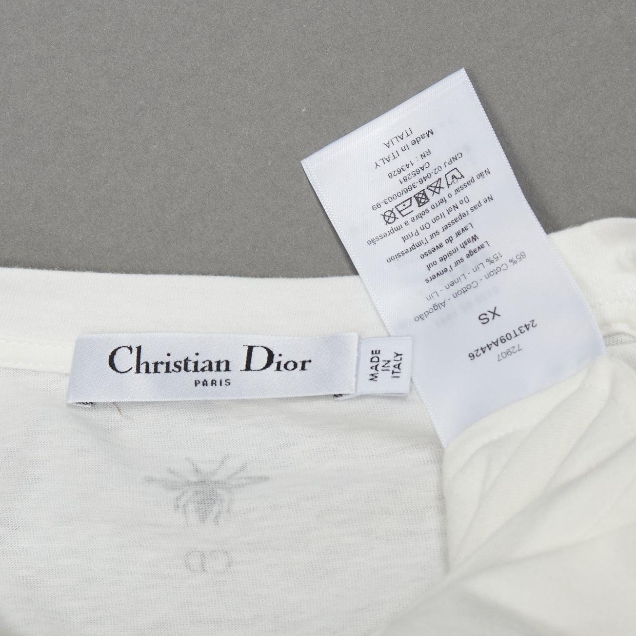CHRISTIAN DIOR 2022 L'union fait le Force T-shirt in cotone bianco e lino XS in vendita 3