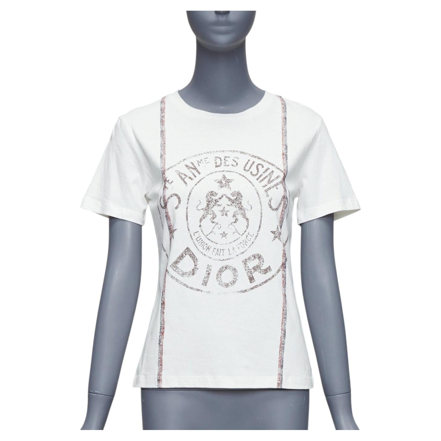 CHRISTIAN DIOR 2022 L'union fait le Force tee-shirt en coton blanc estampillé lin XS