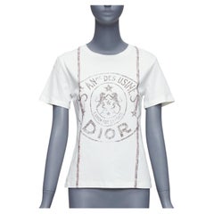 CHRISTIAN DIOR 2022 L'union fait le Force white cotton linen stamp tee XS