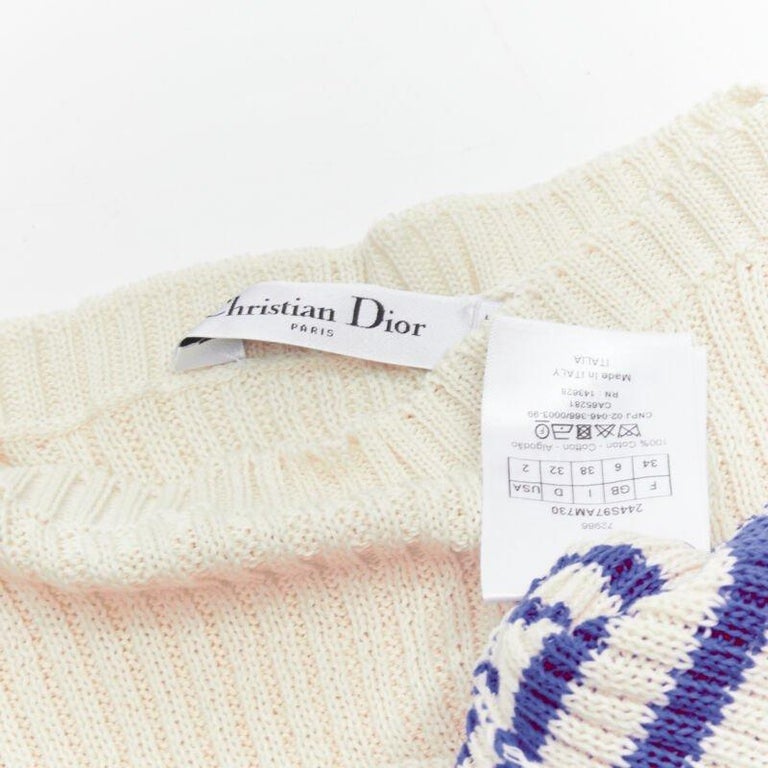 Dior MARINIERE トップス Dior Marinière Short-Sleeved Top Navy Blue and White Linen