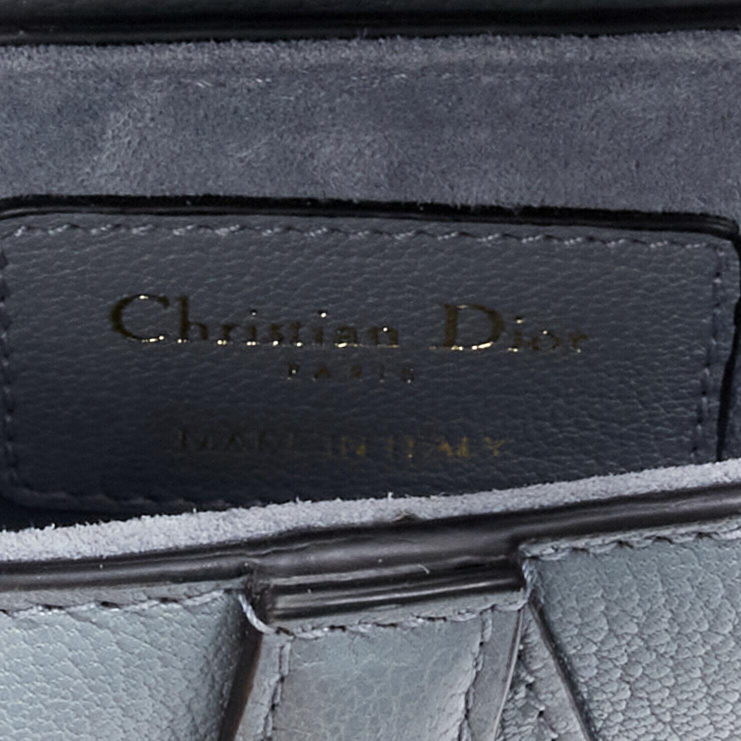 CHRISTIAN DIOR 2022 Micro Saddle blue goatskin gold CD buckle top handle bag 6