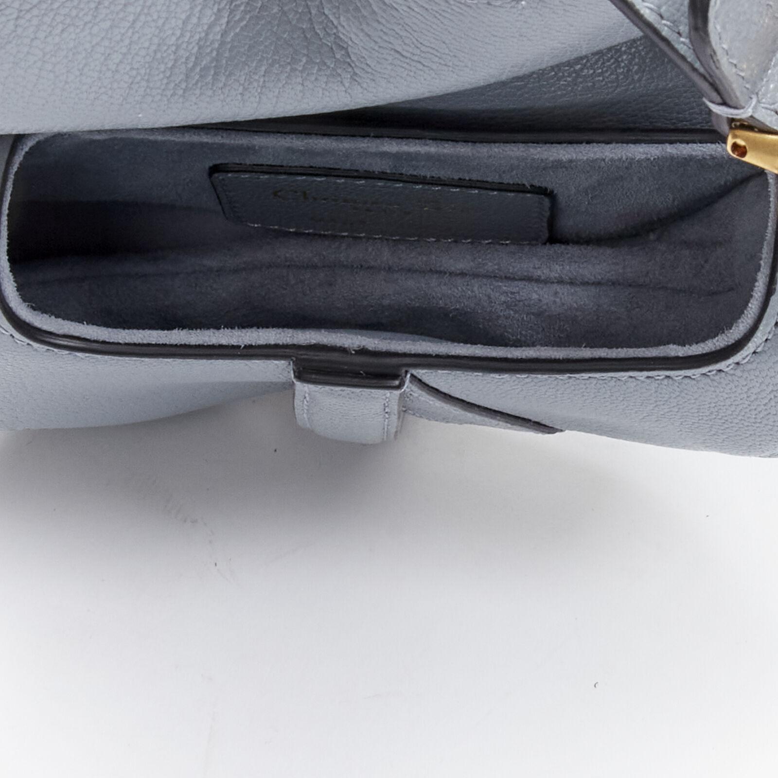 CHRISTIAN DIOR 2022 Micro Saddle blue goatskin gold CD buckle top handle bag 7