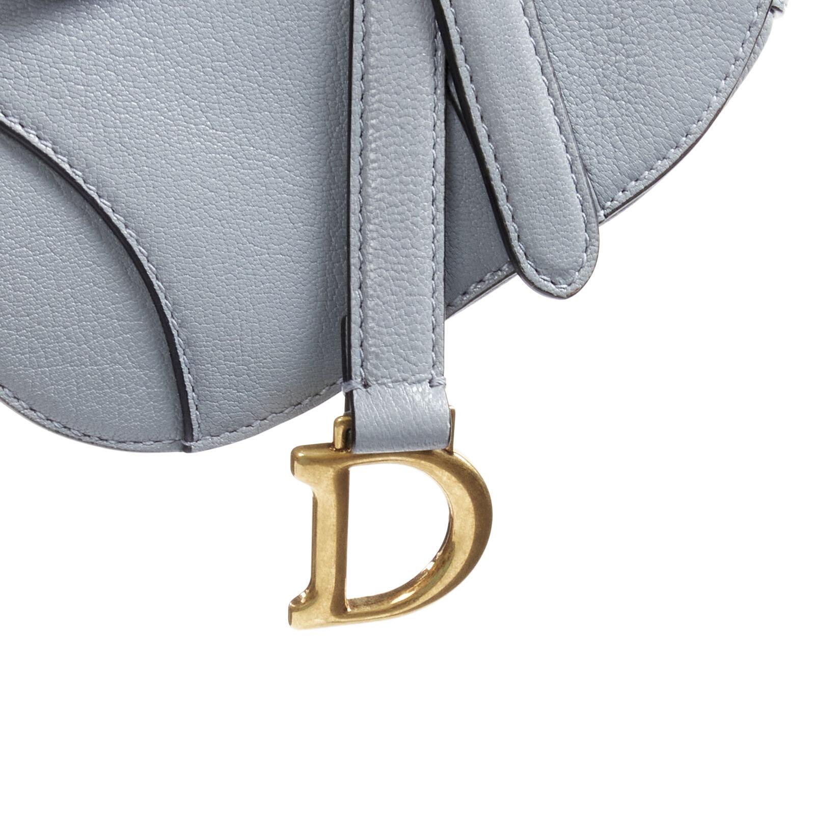 CHRISTIAN DIOR 2022 Micro Saddle blue goatskin gold CD buckle top handle bag 4