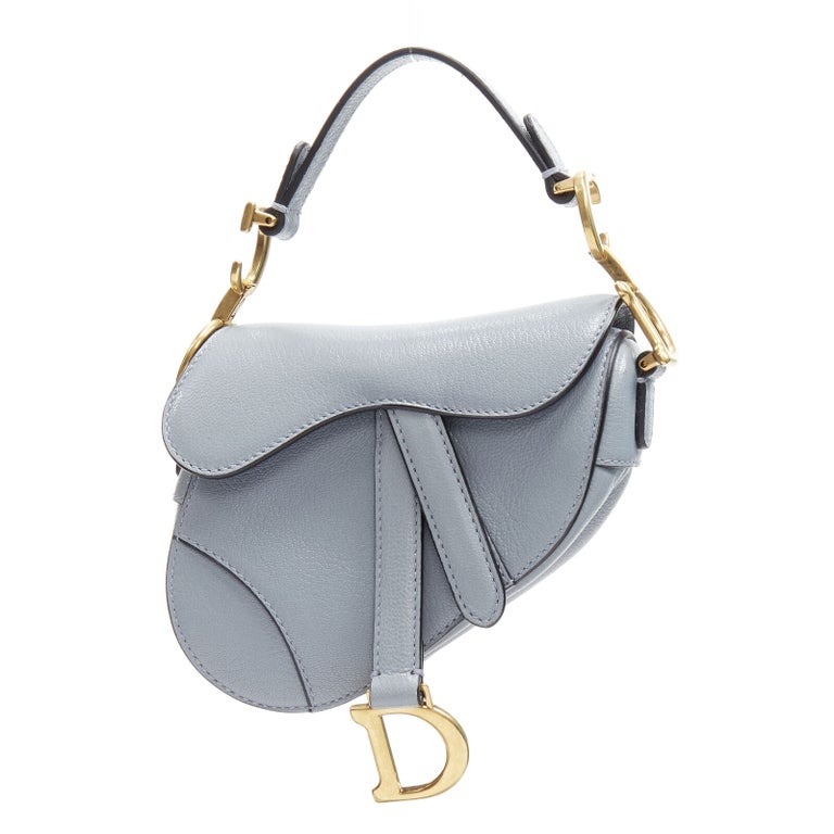 CHRISTIAN DIOR 2022 Micro Saddle blue goatskin gold CD buckle top handle bag  For Sale at 1stDibs