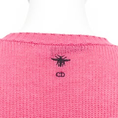CHRISTIAN DIOR 2022 pink tree monkey tiger embroidery cropped sweater FR34 XS