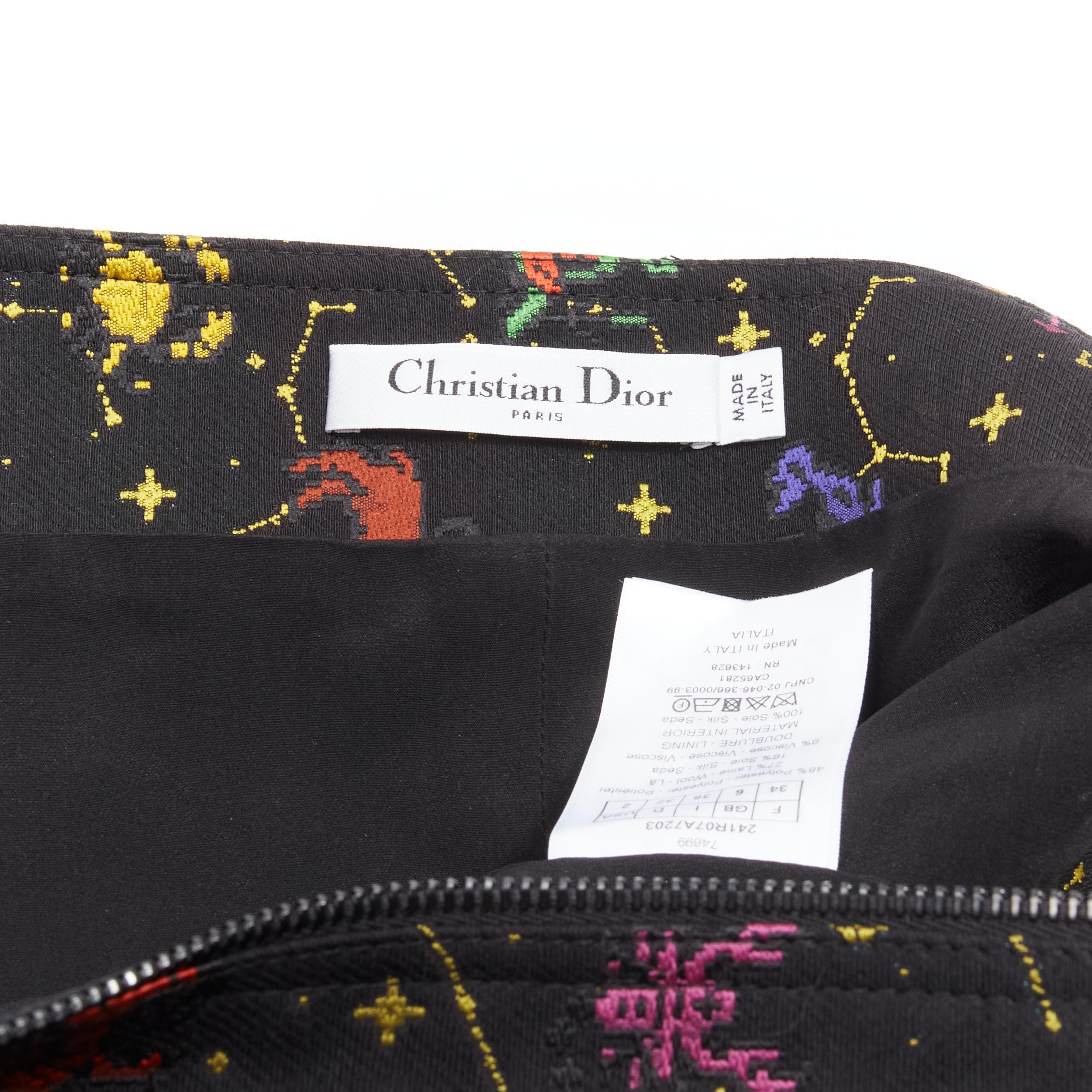 CHRISTIAN DIOR 2022 Pixel Zodiac  astrology jacquard zip front mini dress FR34  For Sale 5