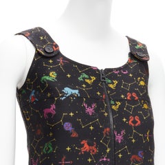 CHRISTIAN DIOR 2022 Pixel Zodiac black astrology jacquard zip mini dress FR34 XS