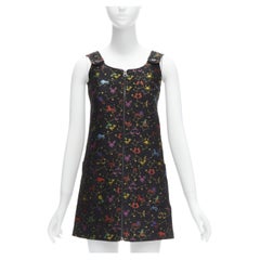 CHRISTIAN DIOR 2022 Pixel Zodiac black astrology jacquard zip mini dress FR34 XS