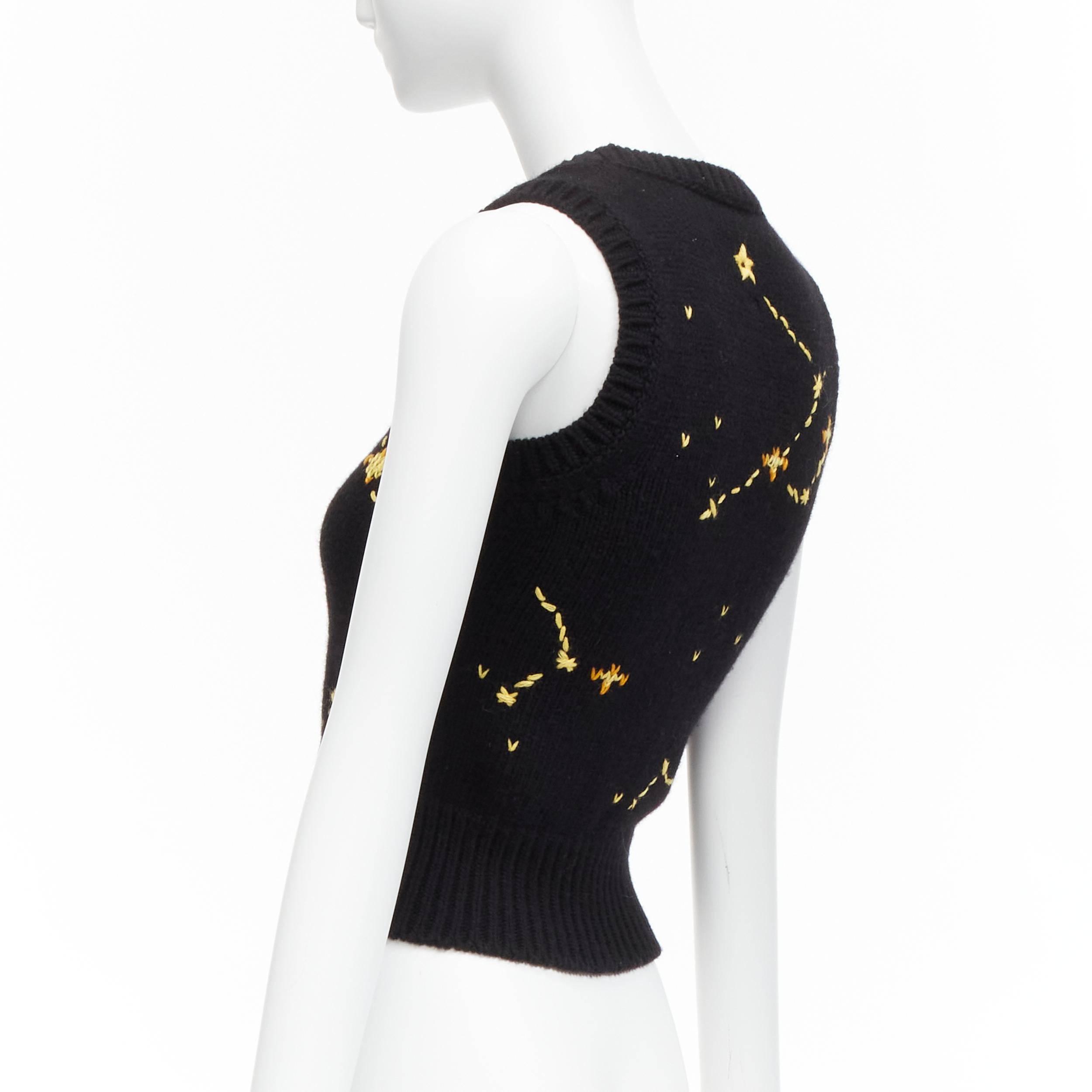 CHRISTIAN DIOR 2022 Pixel Zodiac Cancer cashmere intarsia gilet court FR34 X en vente 1