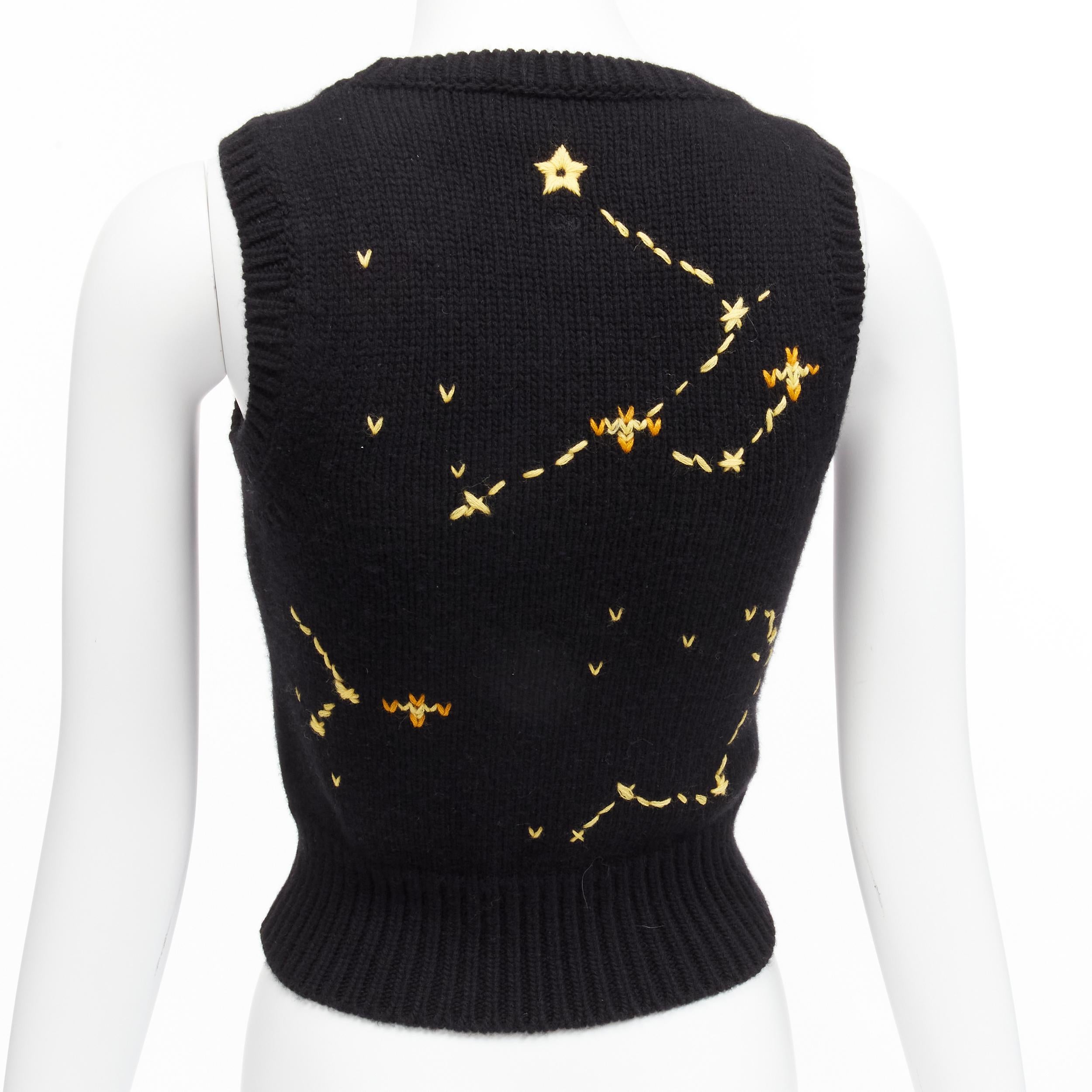 CHRISTIAN DIOR 2022 Pixel Zodiac Cancer cashmere intarsia gilet court FR34 X en vente 2