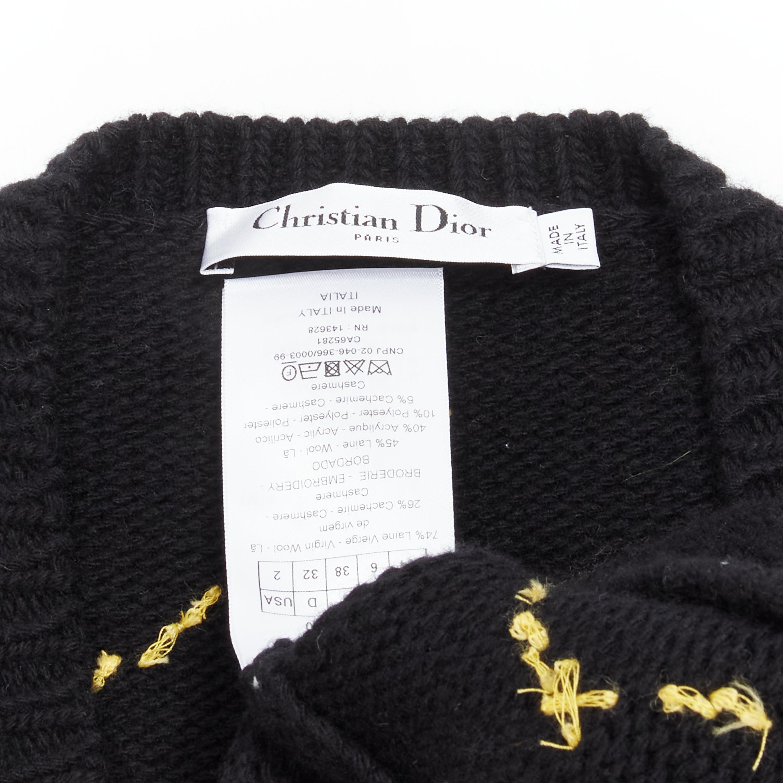 CHRISTIAN DIOR 2022 Pixel Zodiac Cancer cashmere intarsia gilet court FR34 X en vente 4
