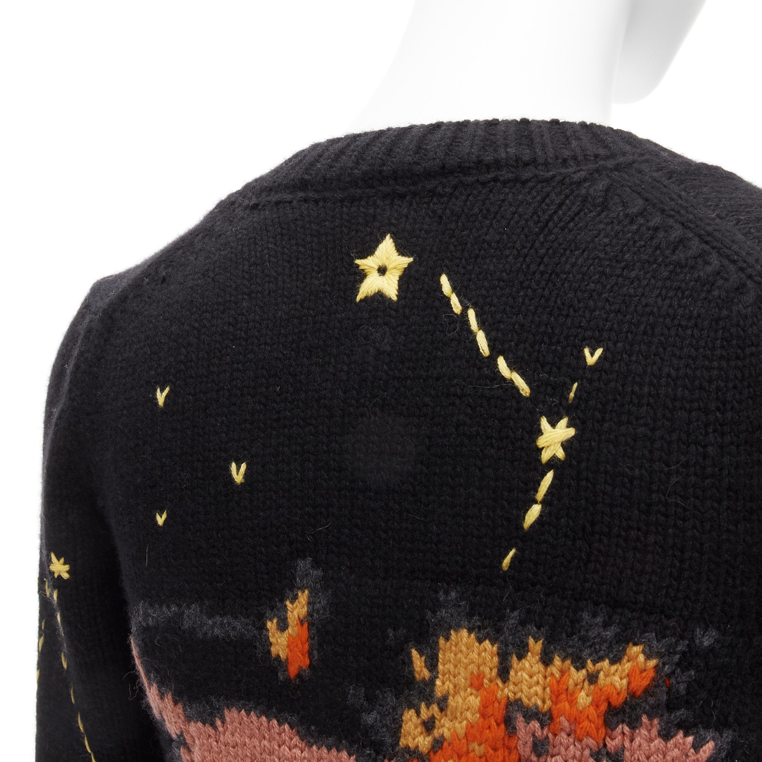 CHRISTIAN DIOR 2022 Pixel Zodiac Leo black wool cashmere cropped cardigan FR34 3