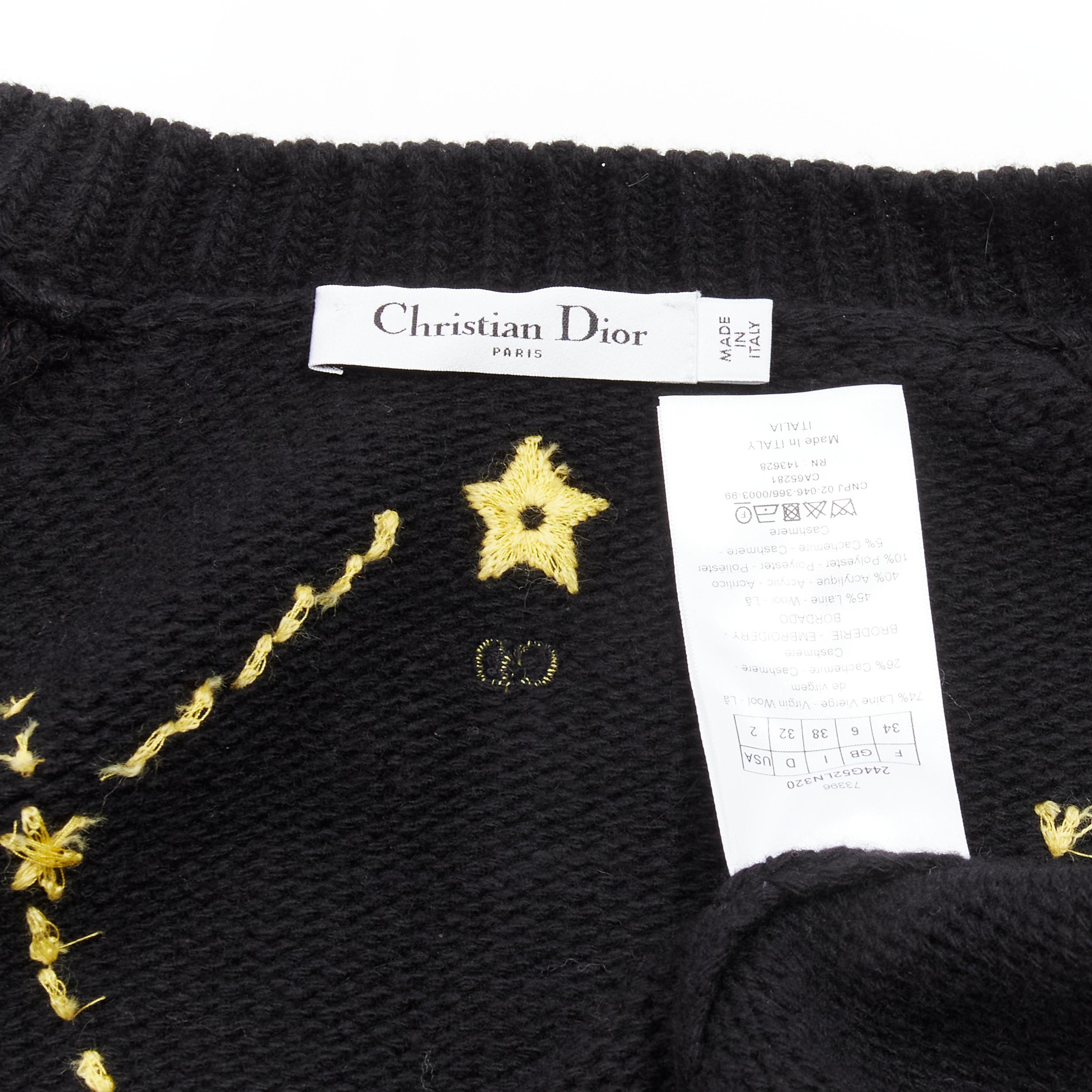 CHRISTIAN DIOR 2022 Pixel Zodiac Leo black wool cashmere cropped cardigan FR34 4