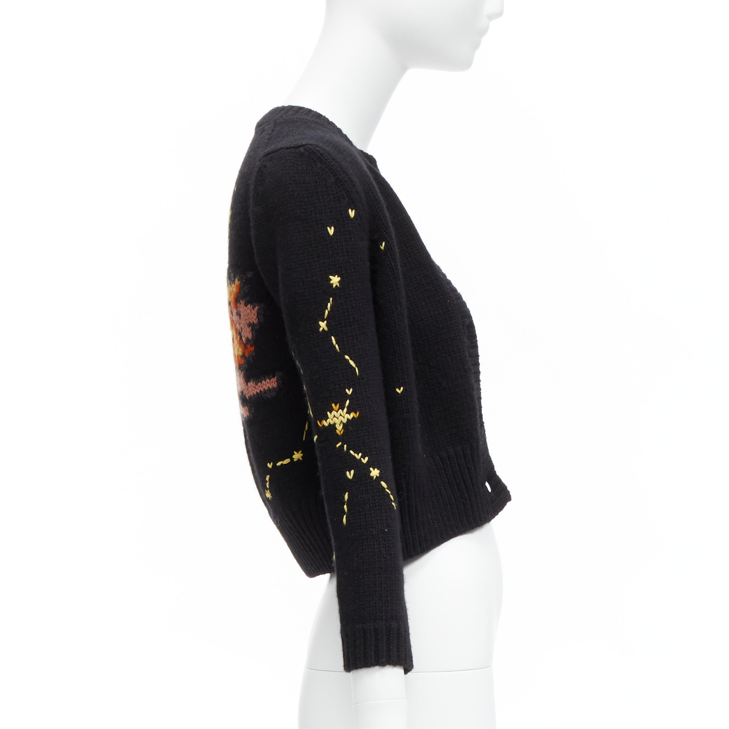 CHRISTIAN DIOR 2022 Pixel Zodiac Leo  wool cashmere cropped cardigan FR34  In Excellent Condition For Sale In Hong Kong, NT